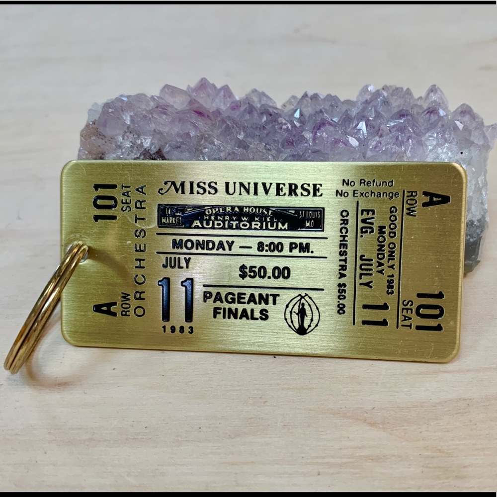 Vintage Miss Universe Key Ring 1983 Brass